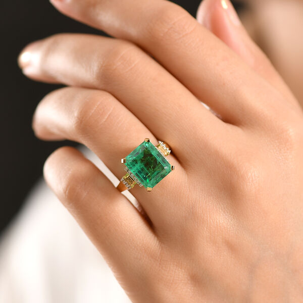 D'Joy Smaragd Triplett Quarz und Zirkon Ring - 10,84 ct. image number 2