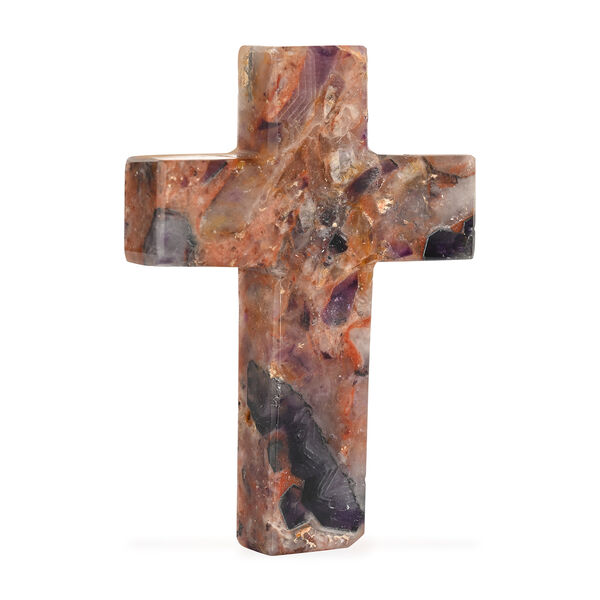 "Livmore  Set of 2 Amythyst Gemstone Cross "" With Bracelet With Cross Charm Size - 3 Inch  Weight - 46 Gm Color- Purple" image number 4