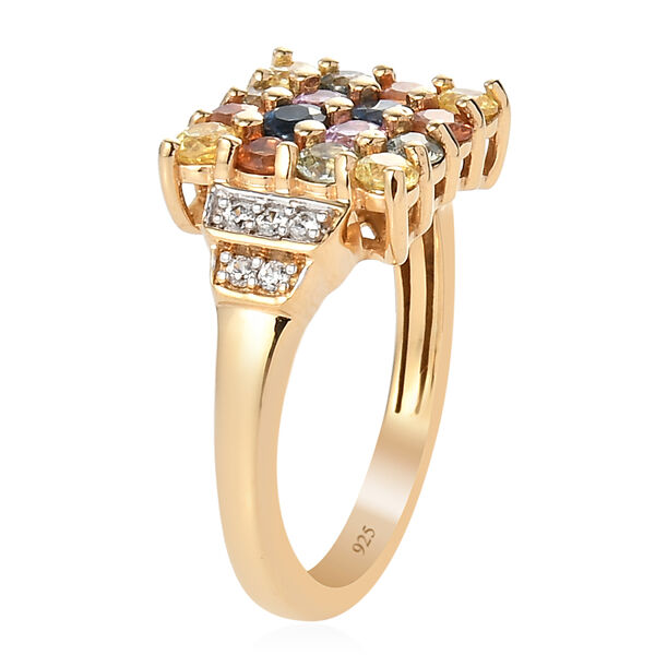 Mehrfarbig Saphir und Zirkon Ring 925 Silber vergoldet  ca. 1,54 ct image number 5