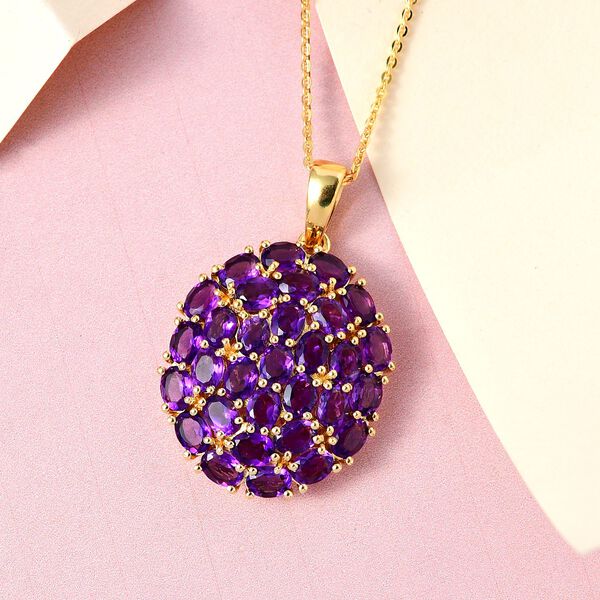 Afrikanischer Amethyst Anh&auml;nger mit Kette, 925 Silber Gelbgold Vermeil ca. 4,65 ct image number 3