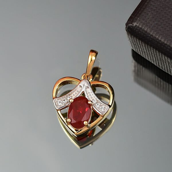 D'Joy AA mexikanischer Kirschfeuer-Opal und Zirkon zweifarbiger Anh&auml;nger - 0,66 ct. image number 2