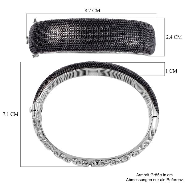 Schwarzer Spinell Armreif ca. 19 cm 925 Silber Zweifarbige Beschichtung ca. 9,06 ct. image number 6