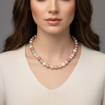 Mehrfarbige Muschelkernperle 60cm Halskette