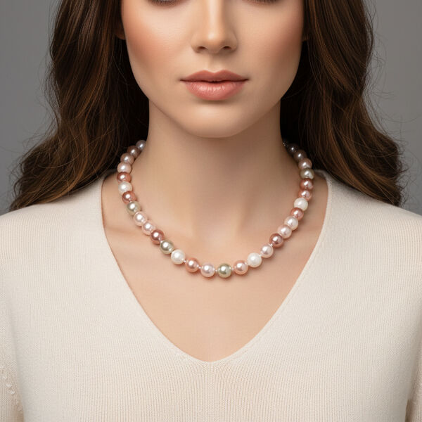 Mehrfarbige Muschelkernperle 60cm Halskette image number 2