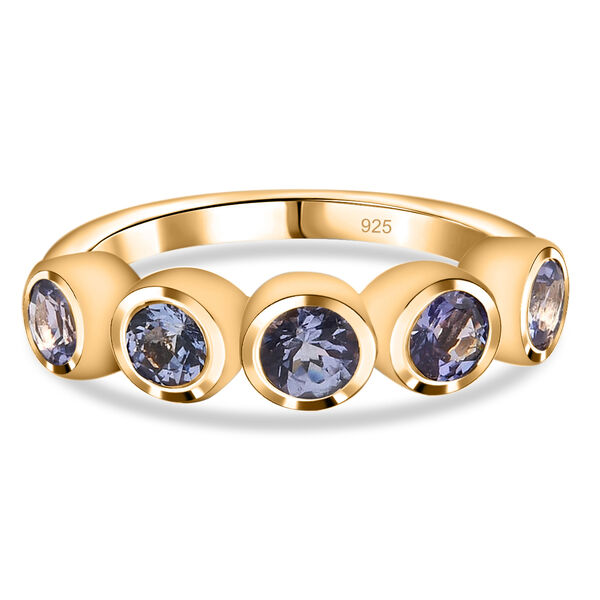 Tansanit 5 Stein Ring 925 Silber 585 Vergoldet image number 0