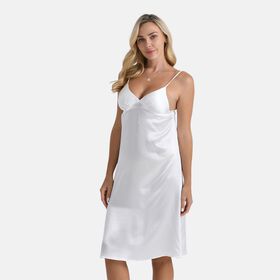 LA MAREY Nachthemd 100% Maulbeerseide, Elfenbeinfarben, M