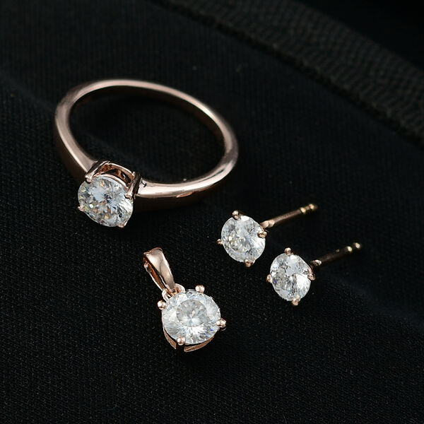 D'Joy Moissanit Schmuckset, 925 Silber ros&eacute;vergoldet - 2,48 ct. image number 2