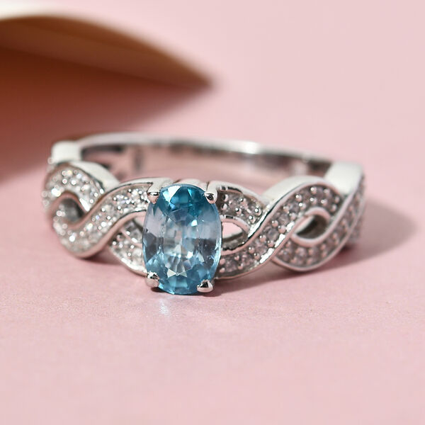 Kambodschanischer, blauer und wei&szlig;er Zirkon-Ring - 1,64 ct. image number 2