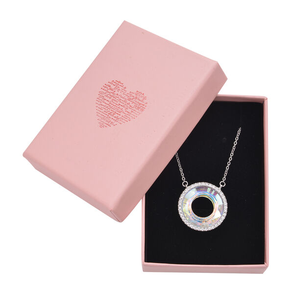 Glas und weiße Zirkonia Halskette, ca. 50 cm, 316L Edelstahl ca. 0.15 ct image number 7