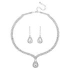 2er Set - Wei&szlig;er Kristall Halskette und Ohrringe, Reines Messing