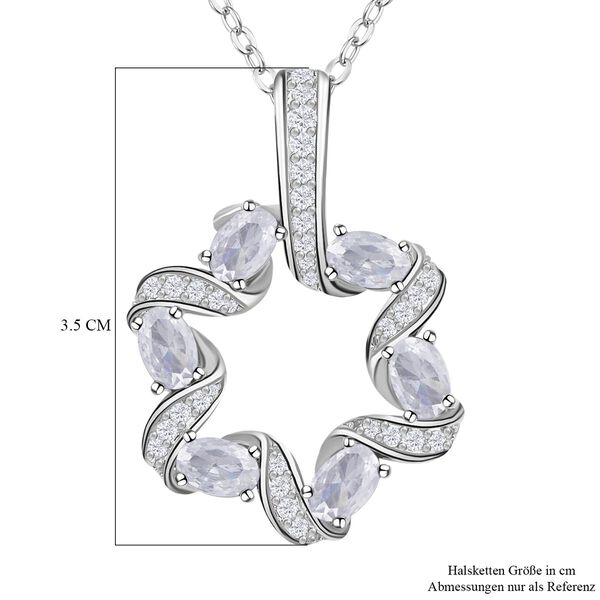 Wei&szlig;er Zirkonia Anh&auml;nger mit Kette im Set, Messing image number 6