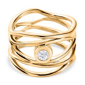 Moissanit Ring 925 Silber 750 Gelb Vermeil (Größe 19.00) ca. 0,23 ct
