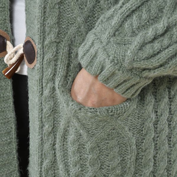 Lange Strickjacke mit Schlaufe, warm und stilvoll, 87x44x60cm, Mint image number 7