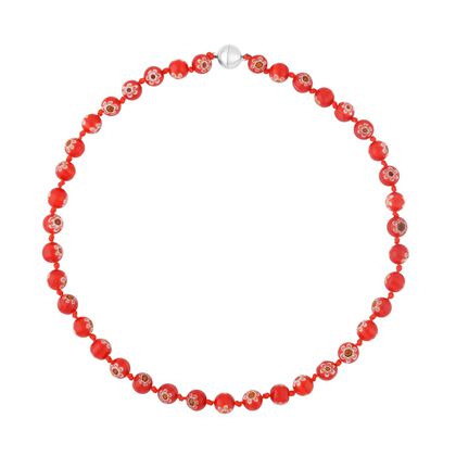 Murano-Stil, Murano-Glasperlen Design, Halskette, ca. 50 cm, Rot