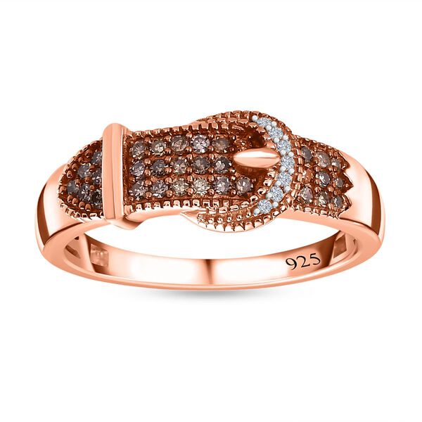 Nat&uuml;rlicher Champagner und wei&szlig;er Diamant-Ring - 0,25 ct. image number 3