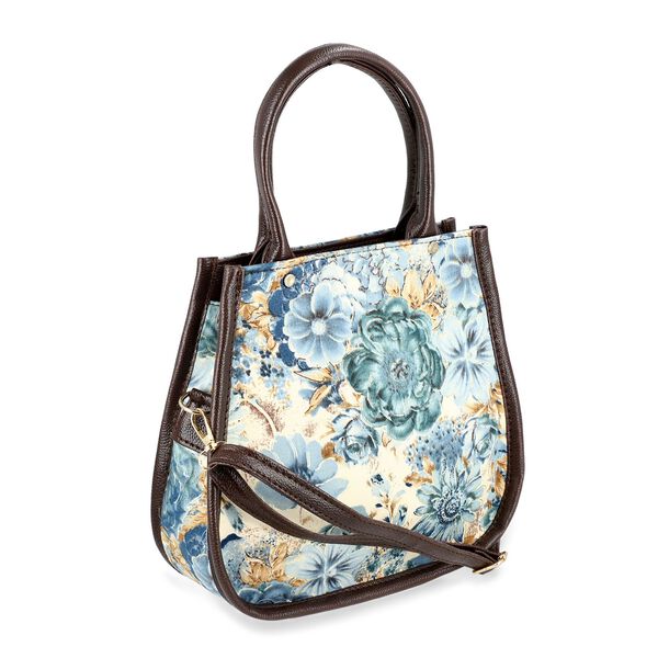 2er Set - Handtasche und Geldb&ouml;rse, Baumwolle, Blau Floral image number 6