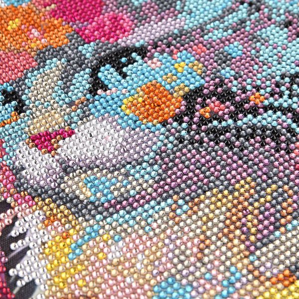 DIY Diamond Painting Leinwand, Mandala-Katze, mehrfarbig mit Glitzerakzenten, 29x29cm image number 5