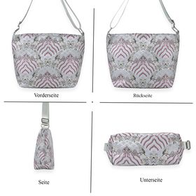 Jacquard-Tasche aus Poly-Satin mit Futter und Reißverschluss, Innentasche, türkis