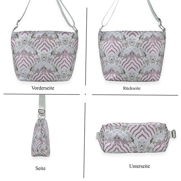 Jacquard-Tasche aus Poly-Satin mit Futter und Reißverschluss, Innentasche, türkis image number 4