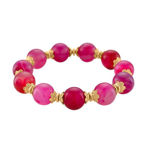 Flexibles, fuchsienfarbiges Achat Armband - 190 ct. image number 0