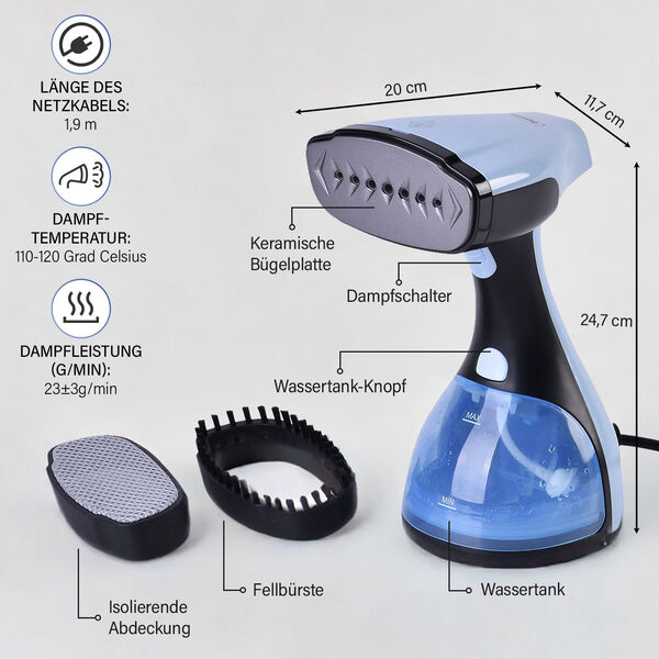 HOMESMART Handbedampfer, schwarz und blau image number 3
