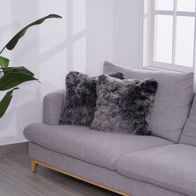 Luxury Edition: 2er Set Wolkenweicher Kunstfell Kissenbezüge mit Wildleder Rückseite 45x45 cm, Grau