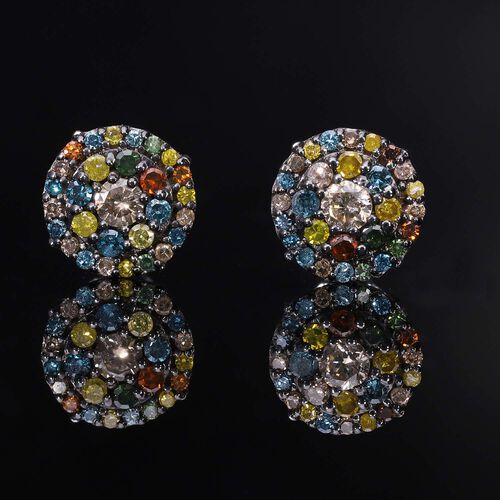 Mehrfarbige Diamant Ohrringe, ca. 0.51 ct image number 1