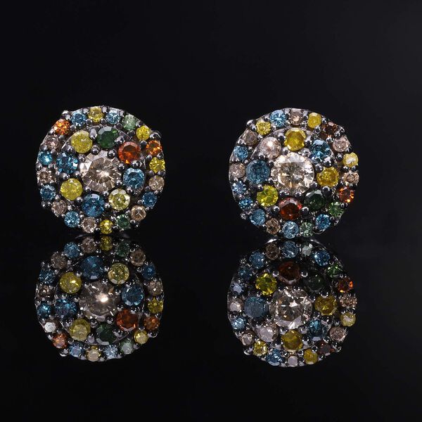 Mehrfarbige Diamant Ohrringe, ca. 0.51 ct image number 1