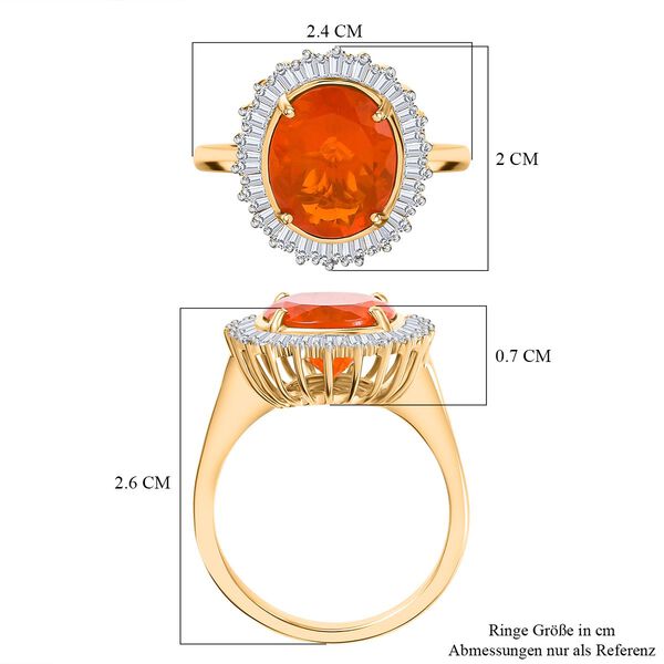 AAA Mexikanischer Kirschfeuer-Opal und Diamant Ring in 585 Gold - 3,34 ct. image number 7
