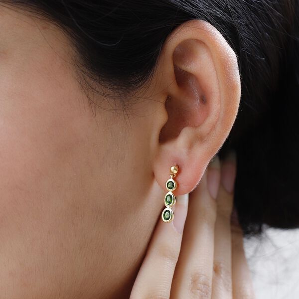 Nat&uuml;rliche Chromdiopsid-Trilogie-Ohrringe - 1,03 ct. image number 3