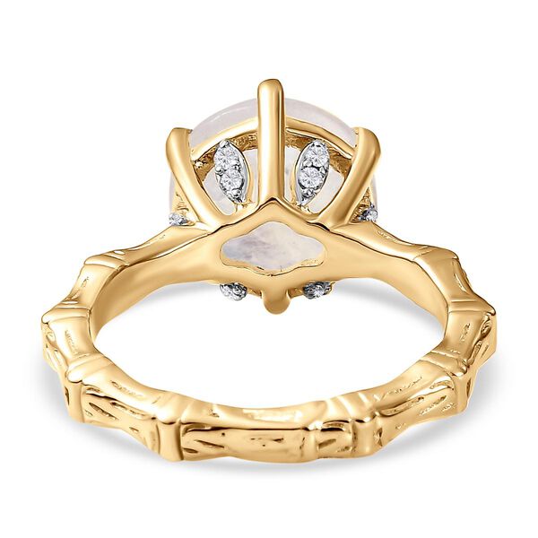 Premium Regenbogen Mondstein und Zirkon-Ring - 3,29 ct. image number 6