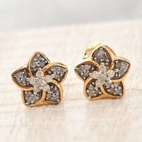 Diamant Ohrringe 925 Silber vergoldet ca. 0,15 ct image number 2