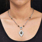 Labradorit und schwarze Spinell-Halskette in Silberton, 13,51 ct. image number 2