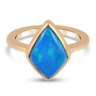 Miami Blau Welo Opal Solitär Ring 925 Silber Gelbgold Vermeil image number 0