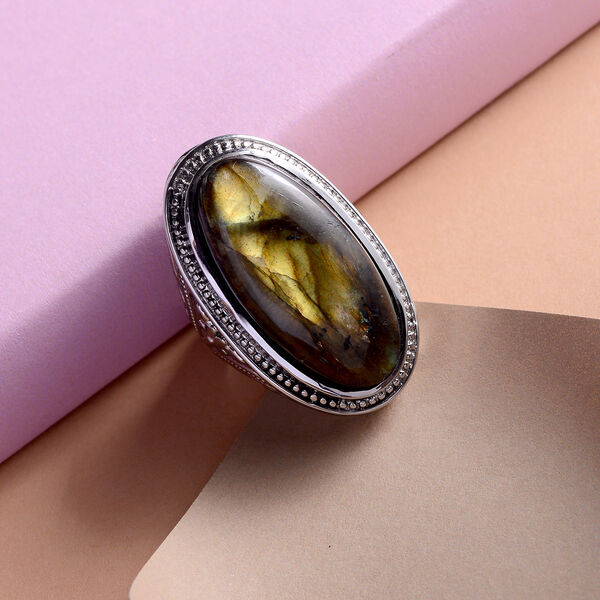 Labradorit Ring Edelstahl  ca. 28,11 ct image number 2