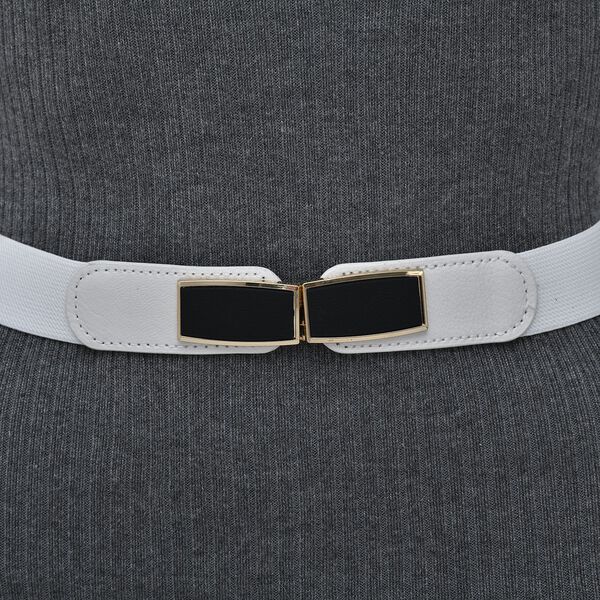 Modischer G&uuml;rtel mit Metallschnalle, Gr&ouml;&szlig;e 3x65 cm, gewebt, wei&szlig; image number 4