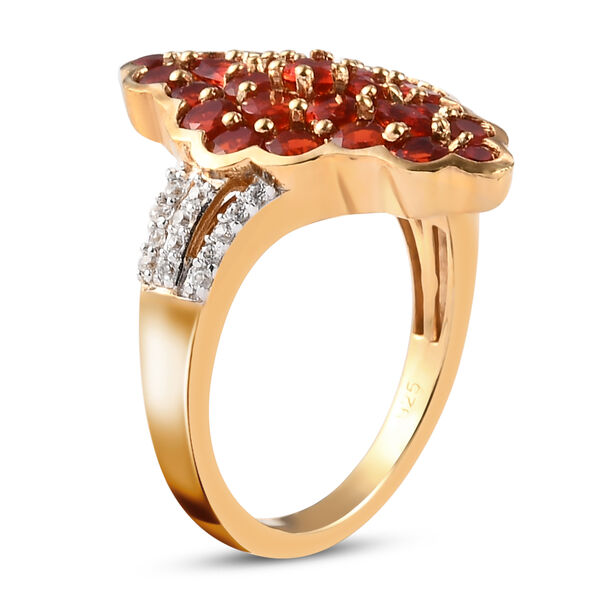 Mexikanischer Kirschfeuer-Opal und Zirkon Ring 925 Silber vergoldet image number 5