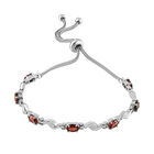 Verstellbares, rotes Granat-Armband, ca. 26.75 cm, Edelstahl, ca. 3,87 ct