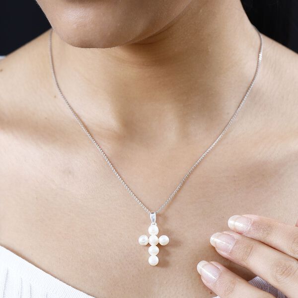 Süßwasserperlen Kreuz Anhänger - 4,72 ct. image number 3
