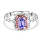 AA Tansanit, Weißer Zirkon Ring 925 Silber rhodiniert (Größe 20.00) ca. 1,10 ct
