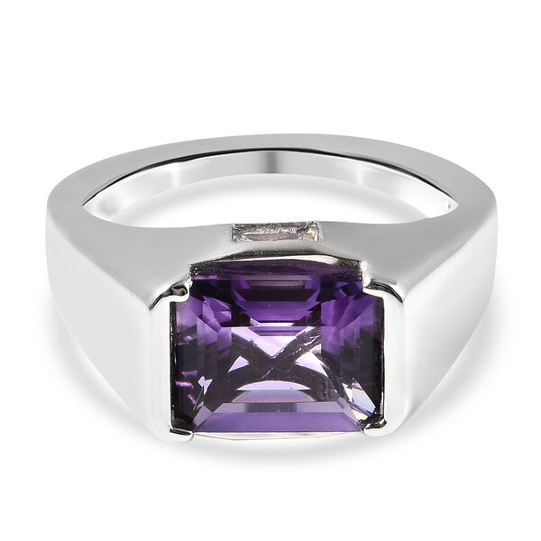 Uruguay Amethyst und Zirkon Solit&auml;r Ring 925 Silber Rhodium-&Uuml;berzug image number 5