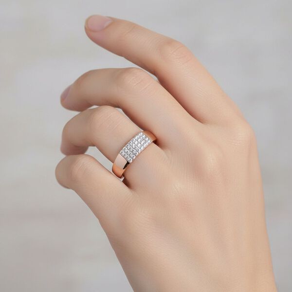 LUXURIANT VS-EF Labor Diamant Ring, 925 Silber 750 Ros&eacute;gold Vermeil - 0,20 ct. image number 2