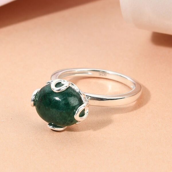 Gr&uuml;ner Aventurin Solit&auml;r-Ring, 925 Silber  ca. 3,98 ct image number 2