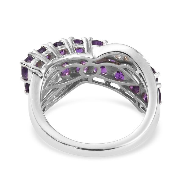 Lusaka Amethyst und Zirkon Ring 925 Silber Platin-&Uuml;berzug image number 5