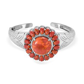Orange Mohave Türkis Armreif, 19 cm - 34,31 ct.