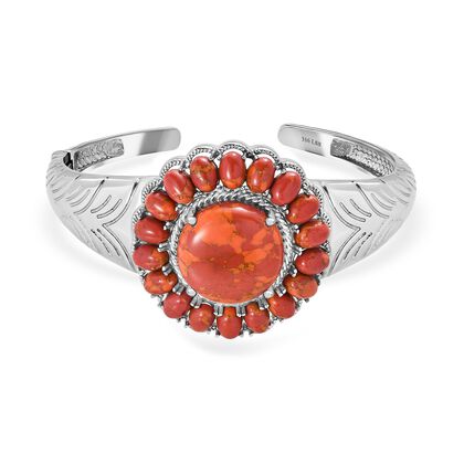 Orange Mohave T&uuml;rkis Armreif ca. 19 cm Edelstahl ca. 34.31 ct