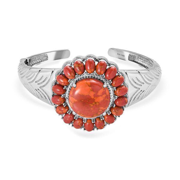 Orange Mohave Türkis Armreif, 19 cm - 34,31 ct. image number 0