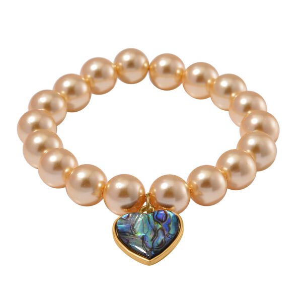 Goldenes Muschelkernperlen und Abalone Muschel Armband, 17-19 cm - 198 ct. image number 3