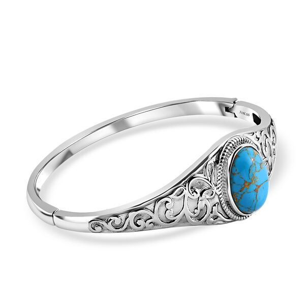 Blauer T&uuml;rkis Armreif ca. 19 cm Edelstahl ca. 11.16 ct image number 4