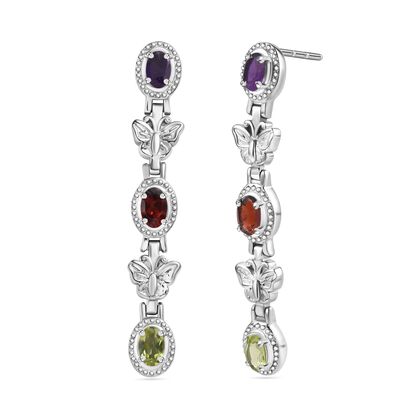 Mehrfarbige Edelstein Ohrringe 316L Edelstahl ca. 2.92 ct